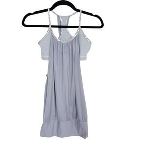 Lululemon Womens 4 No Limits Tank Top Fossil Gray Wee Stripe White Racerback